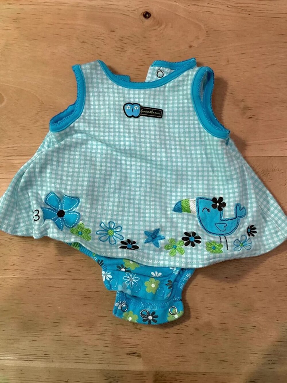 6/$12 💥♻ Child of Mine Blue/White Sleeveless Summer Dress | NB-3m | 1040